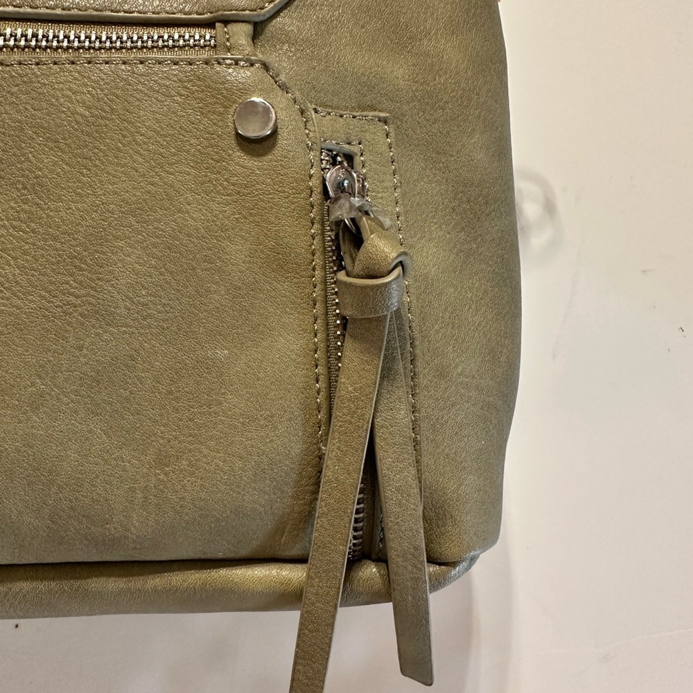 Antik Kraft Shoulder Bag Removable Crossbody Strap Greenish/Tan Studs Zipper - Picture 6 of 16